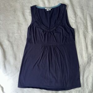 Boden Navy Blue Cotton Babydoll Top Sz 4 Sleeveless Tank Blouse Nautical Coastal